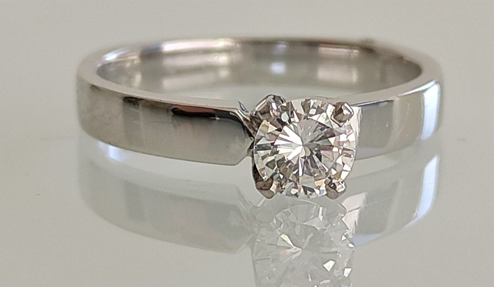 Inel logodna aur 14k si diamante 0,48ct