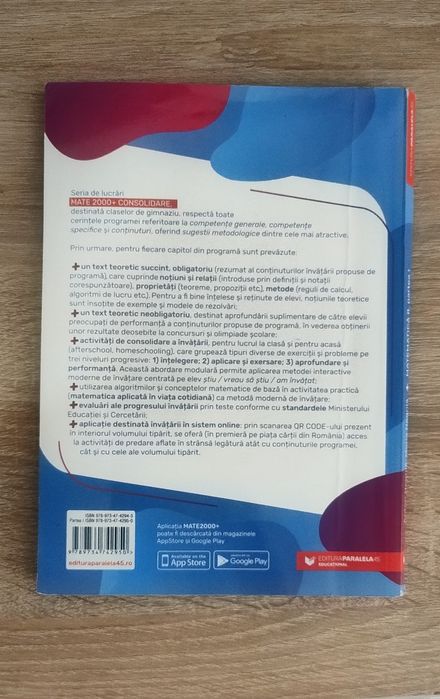 Vând culegeri matematica clasa a VIII-a partea I și partea a II-a