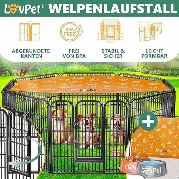 Кошара за игра на открито LovPet puppy, ​​кошара за животни XXL 8 Решетки Всяка 80 x 80 см