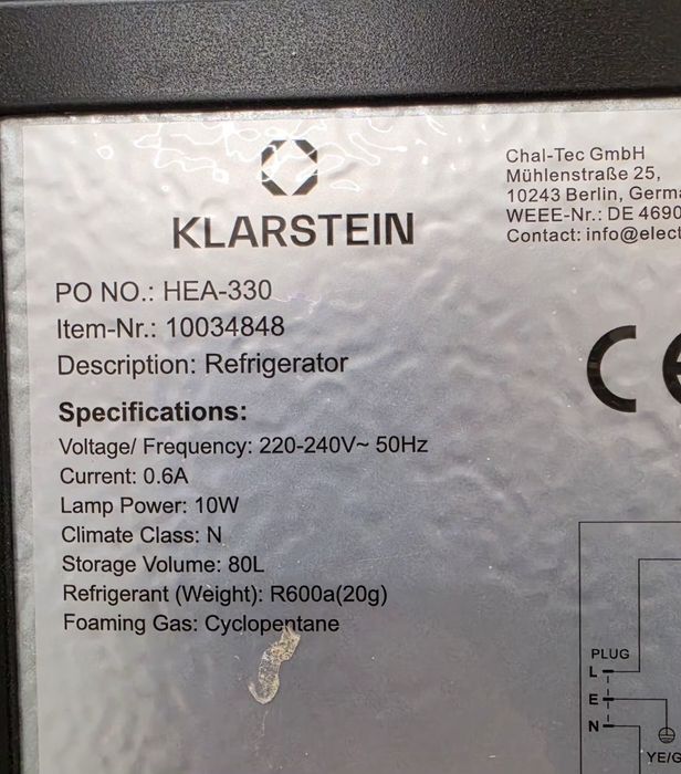Хладилна витрина Klarstein 80L