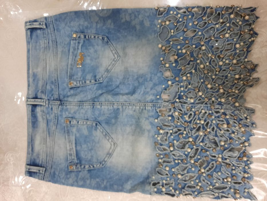 Юбка джинсовая со стразами