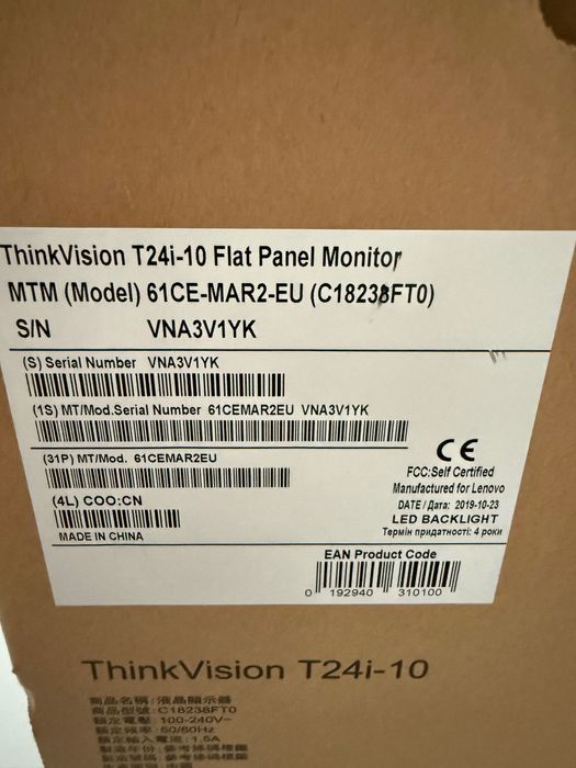 Monitor LED Lenovo ThinkVision T24 i -10