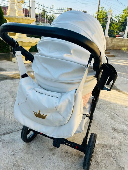 Бебешка количка 2в1 white and pink