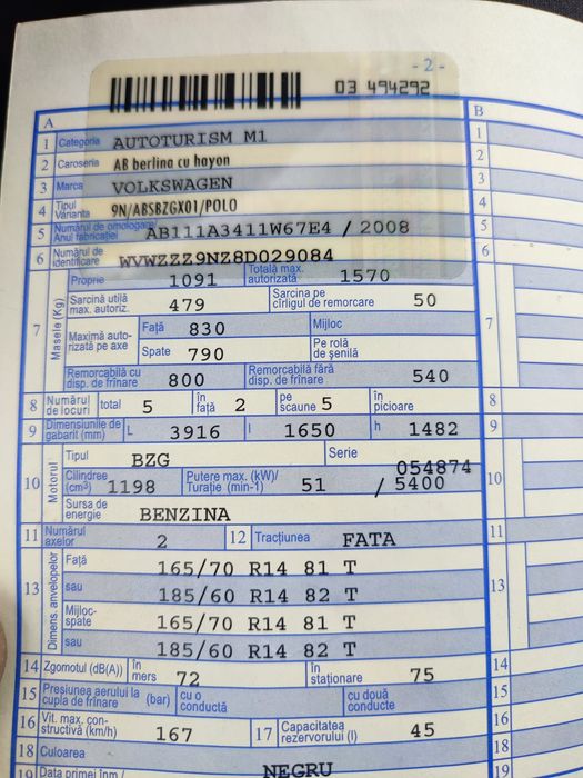 Dezmembrez vw polo 1.2 benzina