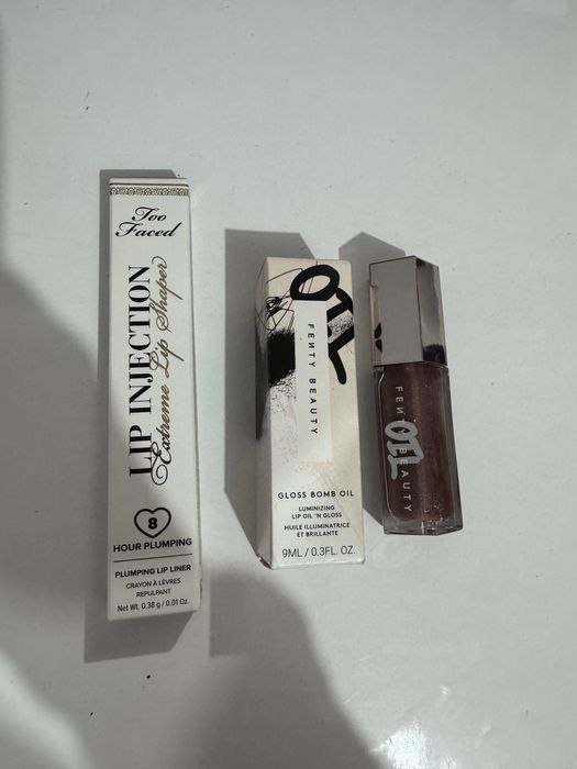 Fenty олио за устни, Too faced молив