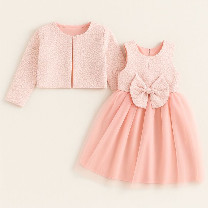 Детски комплект рокля, жилетка и обувки