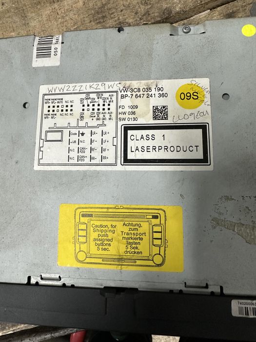 Оригинална медия VW  Golf Passat TOURAN RNS315 3C8035279G