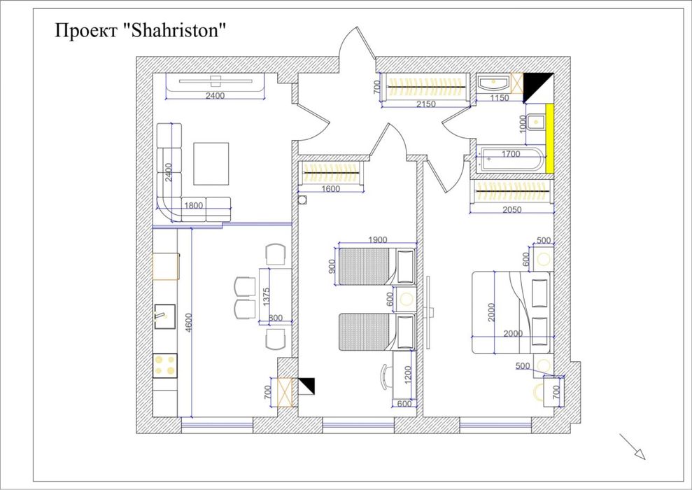 80 m2 uy "Amir Temur residence"