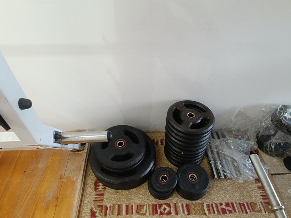 Bănci discuri gantere bări