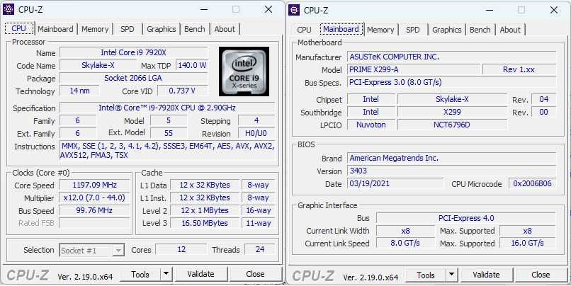 Kit Workstation i9-7920X(12c/24t)+ASUS X299-A+1TB NVMe+AK620+WIN11 PRO