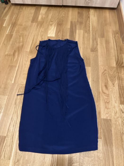 Rochie albastra cu franjuri Zara