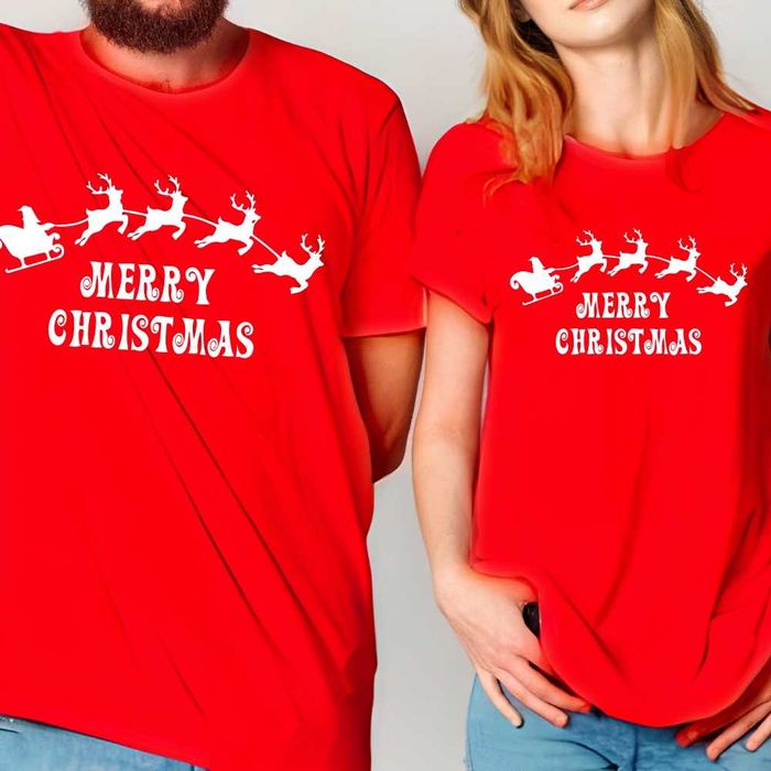 Семейни коледни тениски , празнични тениски за двойки , Коледа