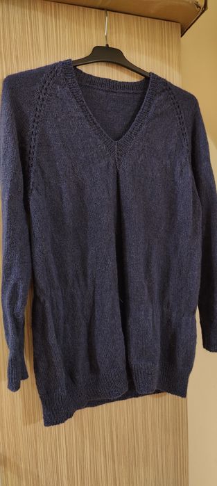 Pulover lana alpaca 100% lucrat manual stare foarte bună L-XL