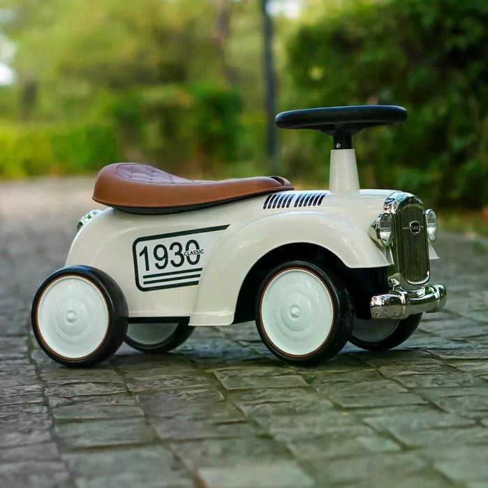 Premergator fara pedale, Kinderauto Retro Baby Car cu roti moi white