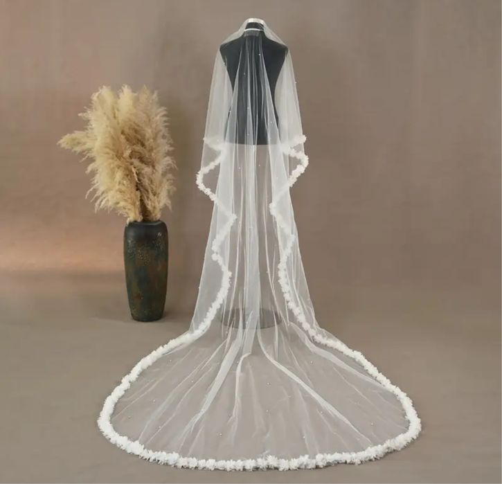 Voal 3m cu perle si broderie