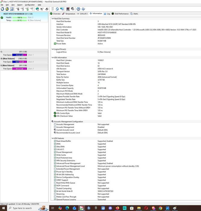 Hard Disk laptop HGST 1TB, 2.5", SATA 32MB model 7k1000-1000 6.0GB/s