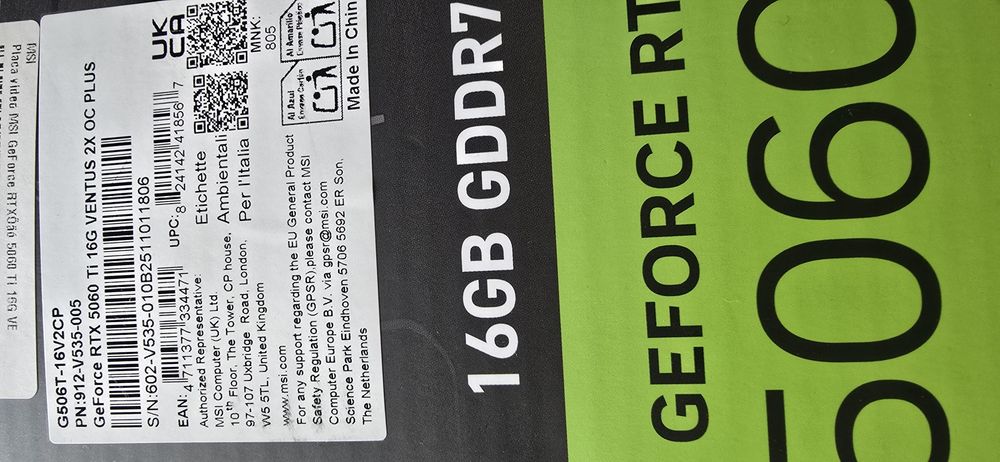 Rezervat !!! Placa Video Nvidia MSI RTX 5060Ti Ventus 2X OC Plus 16GB GDDR7 128bit 5060 ti