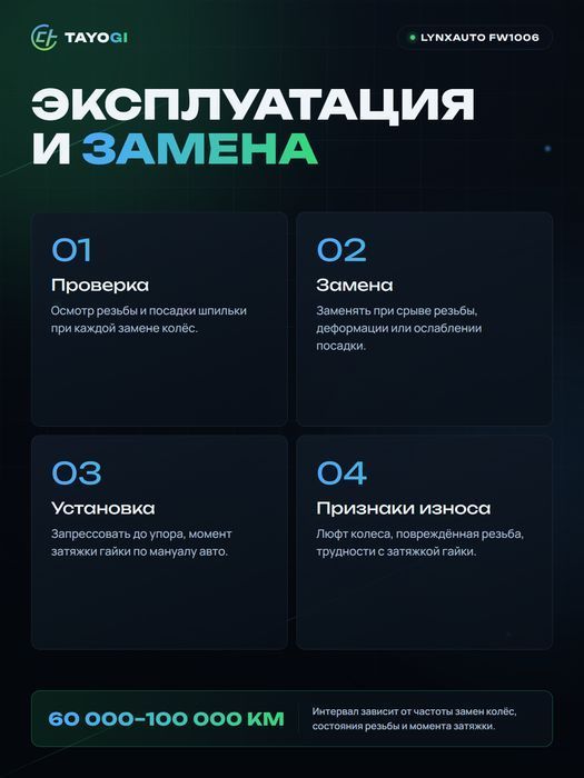 Шпилька ступицы LYNXAUTO FW1006