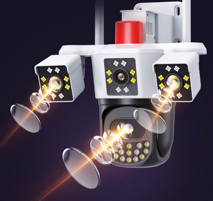 Безжична 4G WiFi камера за наблюдение с триекранен монитор,водоустойчи