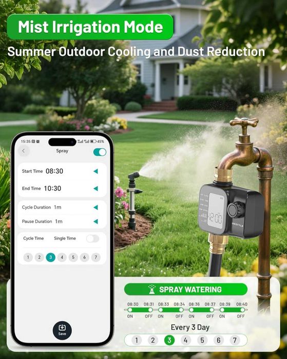 WiFi таймер за напояване месингови входове  изходи за градински маркуч
