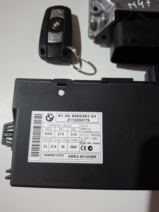 Kit Pornire Complet BMW E88 E82 E87 E90 Motor 2.0d N47 ECU + CAS3 + Cheie