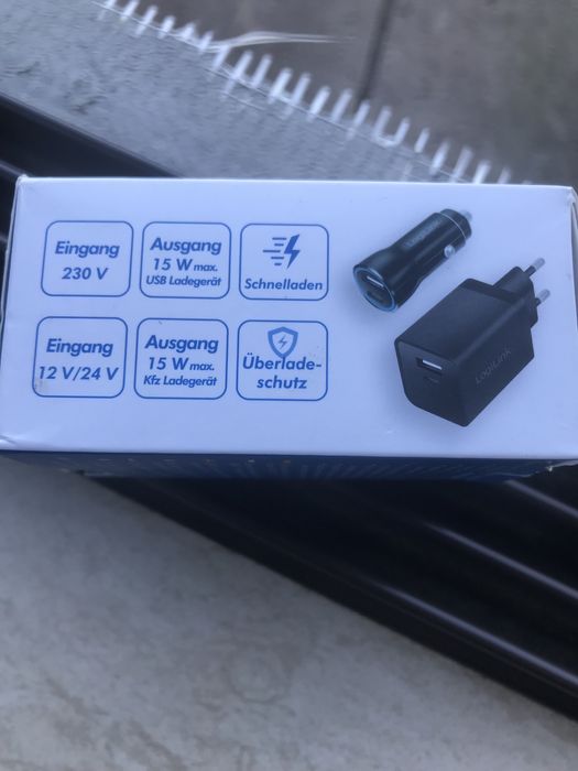 Fast Charger USB-C Комплект LogiLink за зареждане за кола и стена