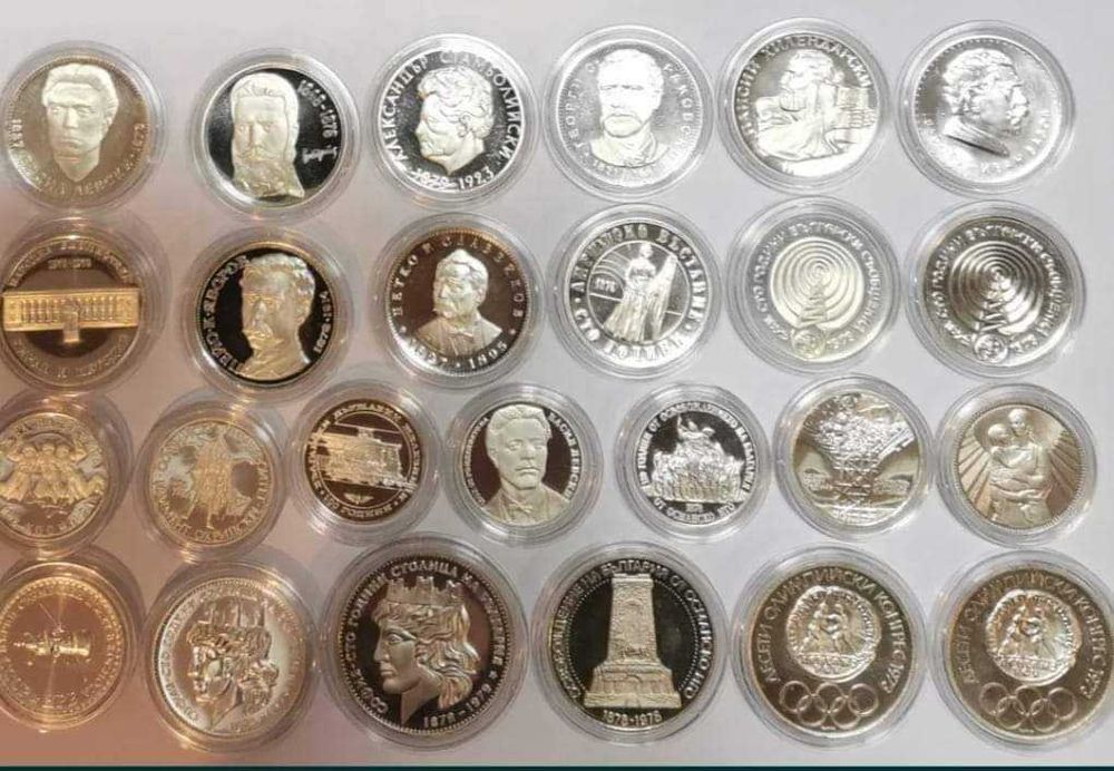колекция български сребърни юбилейни монети БНБ