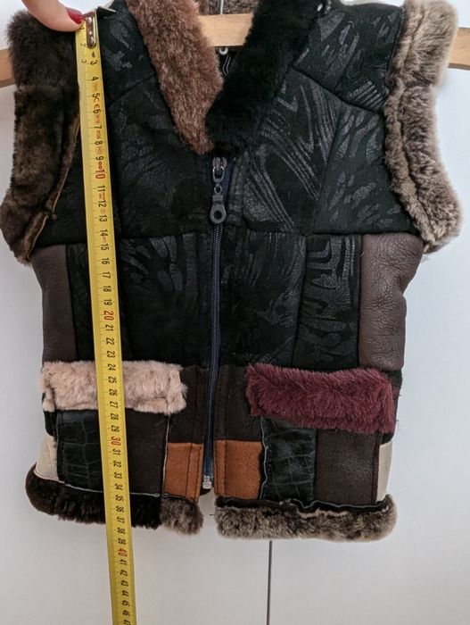 Vesta copii blana,  piele naturala, 1-2 ani, 86-92-98