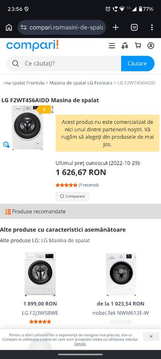 Masina de spalat rufe Slim LG F2WT4S6AIDD, 6.5 kg, 1200 RPM,