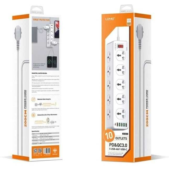 мощный сетевой фильтр  с 10 универсальными розетками LDNIO SC10610C