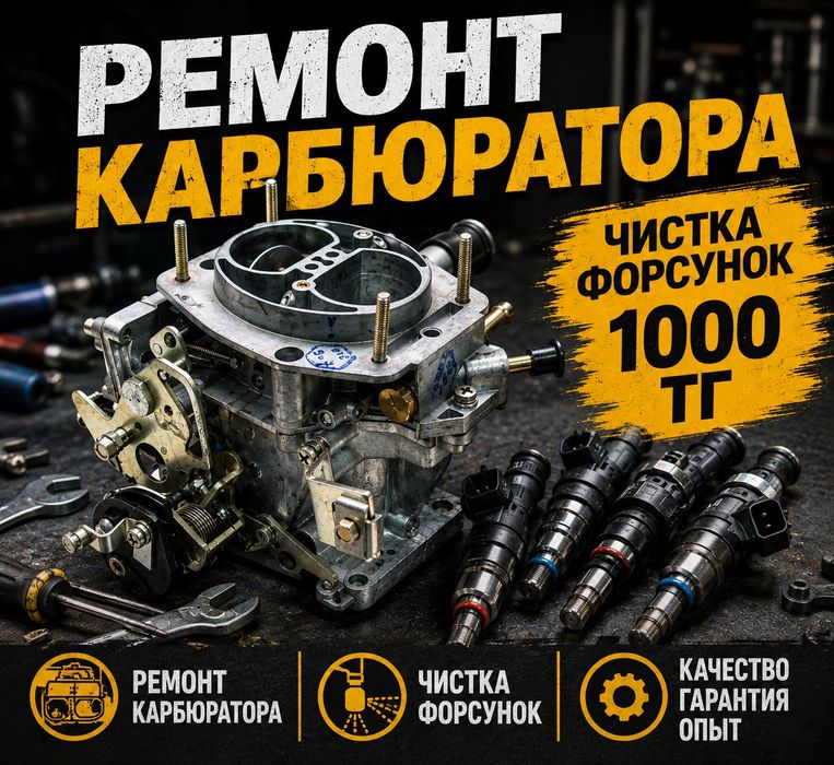 Ремонт карбюраторов чистка форсунок 1000тг  ультрозвуком