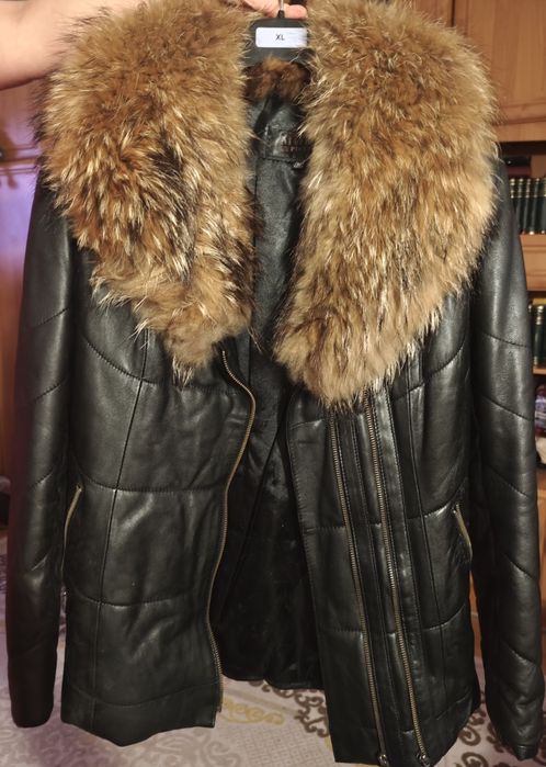 Geaca din piele naturala și blana naturala
