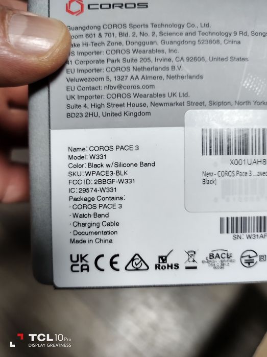 Smart Watch Coros Pace 3 Sport Black  Silicone