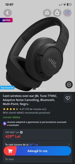 Vand Casti Over-Ear JBL Tune 770NC