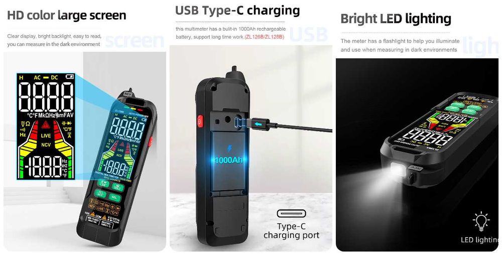 Професионален цифров мултицет MESTEK ZL128B Pro  с USB зареждане