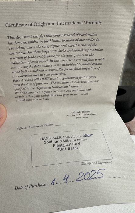 ARMAND NICOLET Automatic HOB 300 mt Swiss Made - с паспорт