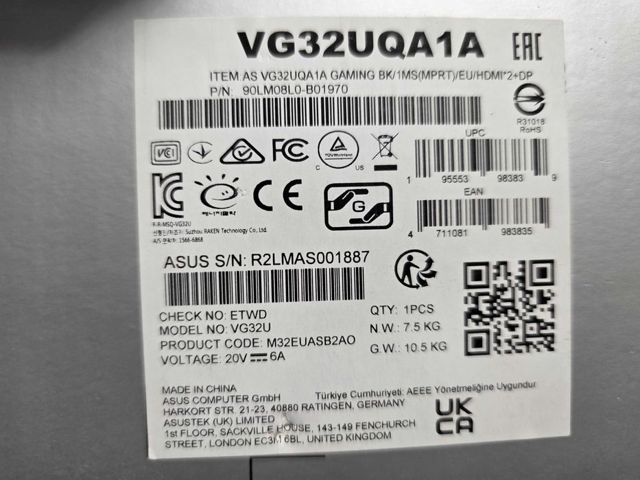 Monitor Asus TUF Gaming VG32UQA1A, 31.5", 4K UHD, garanție 2 ani