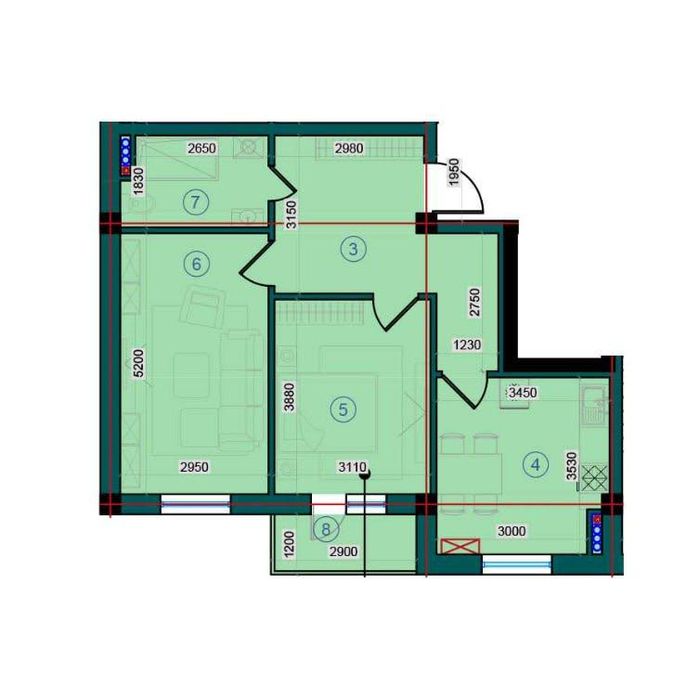 Kvartira bristol 2 xona, 63 m2