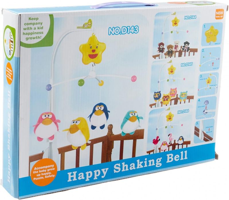 Музикална бебешка въртележка за кошарка Happy Shaking Bell