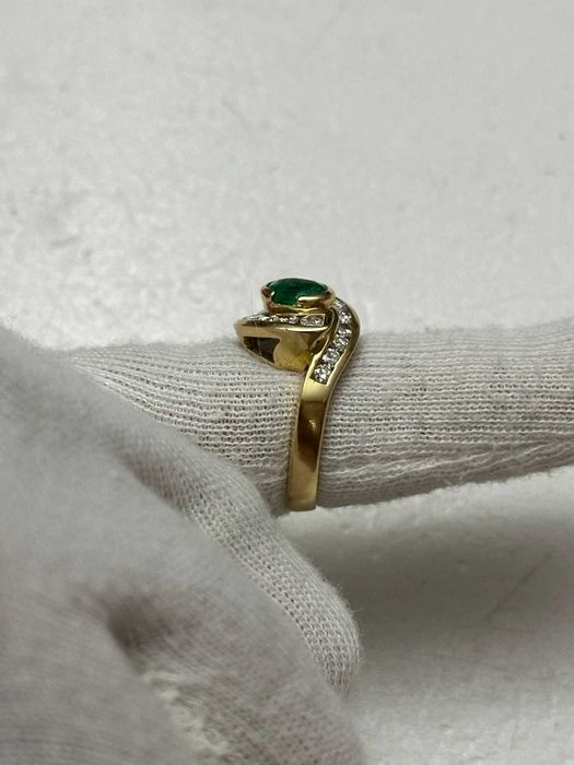 INEL AUR 18K + 18 Diamante = 1CT + 1 Smarald = 0.90CT - Vintage - 7.8g