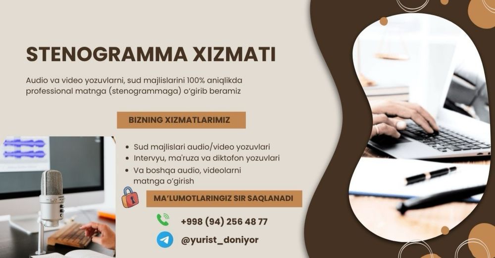 Audioyozuvlarni stenogramma qilish xizmati