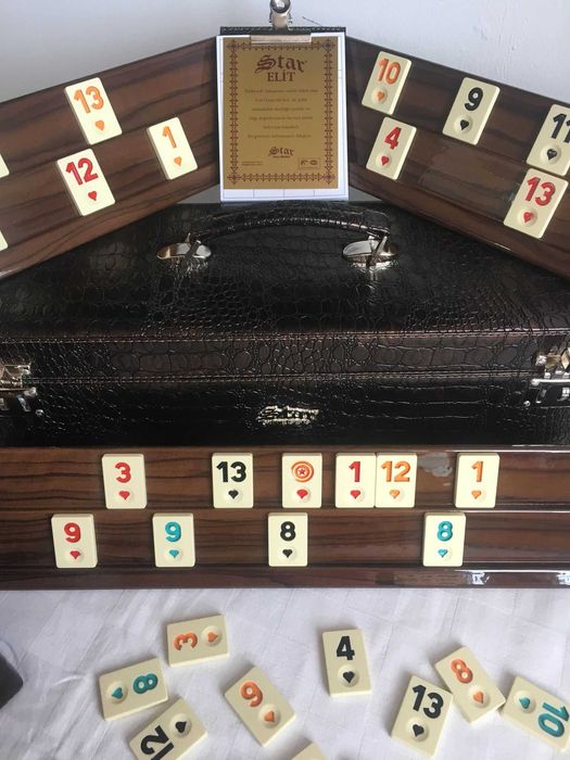 Joc Remi Remy Rummy Star Elit din lemn masiv, lăcuit. SIGILAT!