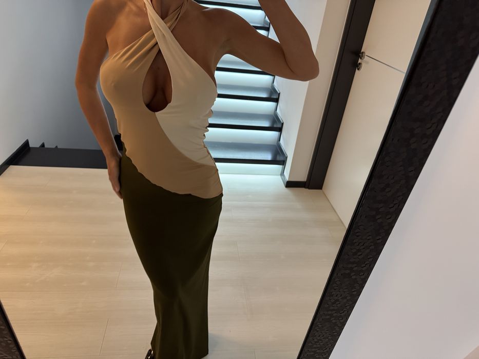 Rochie in trei culori lunga