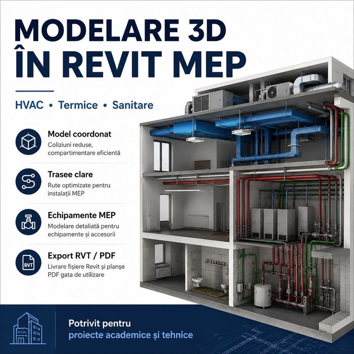 Desenare Tehnică AutoCAD Revit 3D /  Instalații HVAC Sanitare Licență