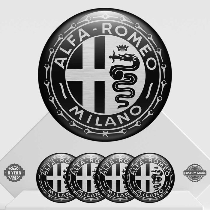4 броя Силиконови стикери за Капачки за Джанти с лого Алфа Ромео
