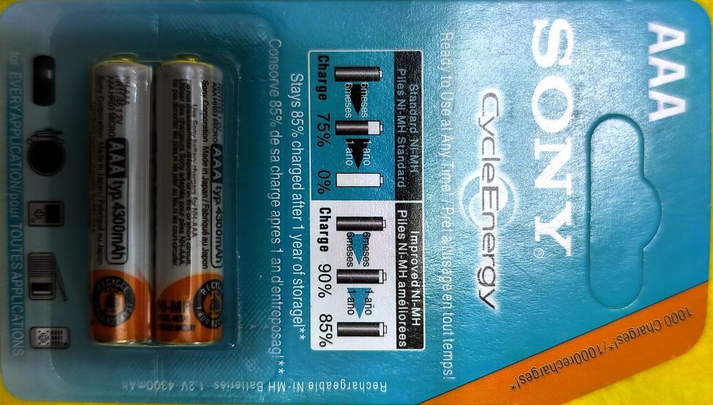 SONY- AAA CicleEnergy, 4300mAh аккумуляторные батарейки типа-ААА