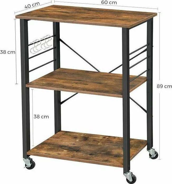 Dulap pe roti bucatarie, maro vintage