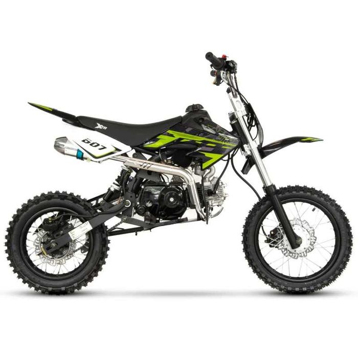 Motocicleta Cross/Enduro copii 4T XTR 607, 125cc, roti 17/14, pornire electromotor, culoare negru/lime