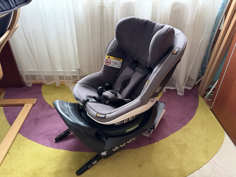 Scaun auto 360 BeSafe iZi Turn i-Size gri metallic melange cu insertii pentru nou-nascut