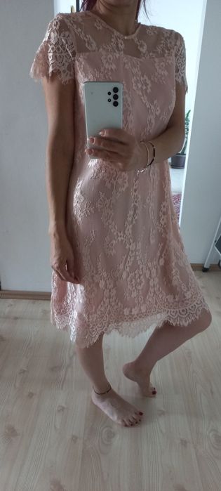 Rochie dantela roz prafuit S